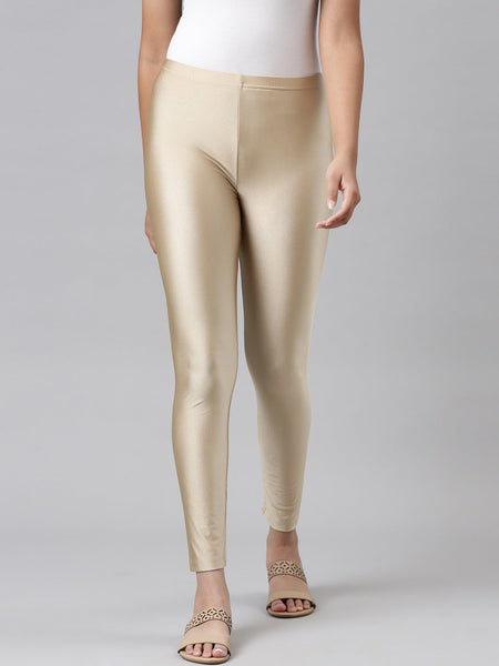 Indian Golden Color Ankle Length Straight Fit Casual Wear Skin Friendly  Ladies Plain Shimmer Leggings at Best Price in Delhi | Kaila Industries  Pvt. Ltd.